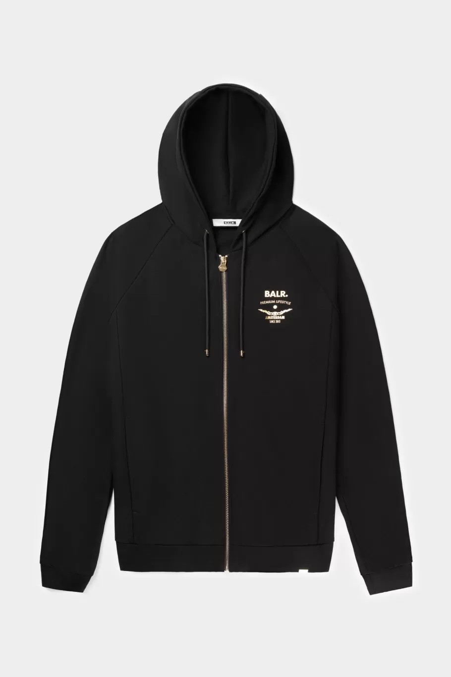 BALR. Sweatshirts | Rani Zip Gold Emblem Hoodie Jet Black